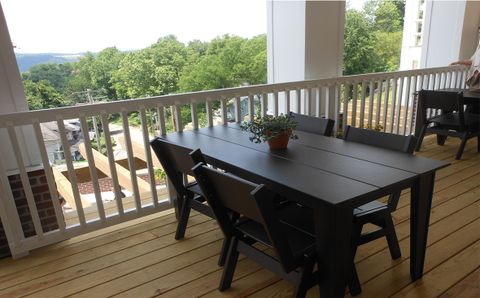 large table on a porch